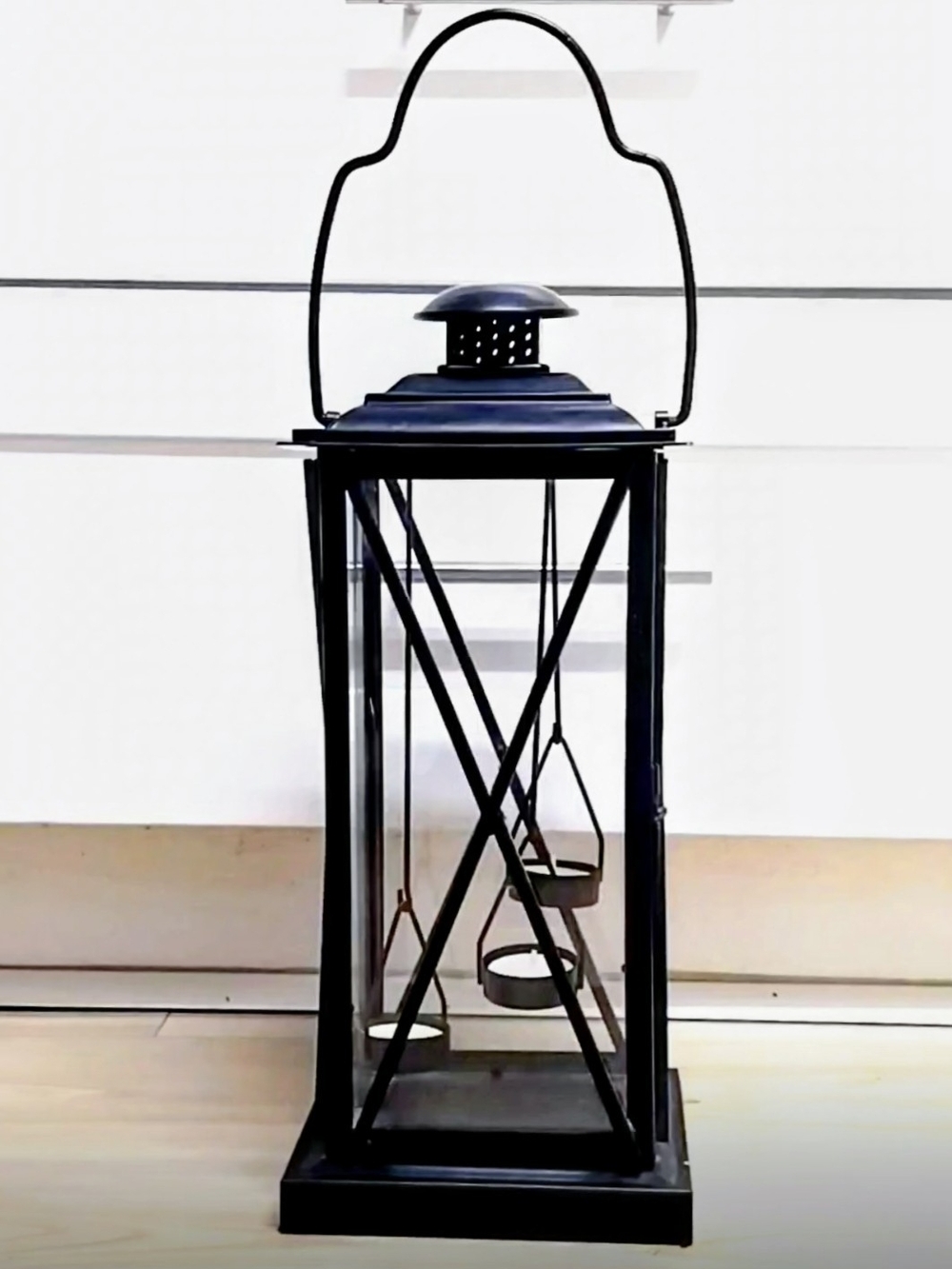 Classic Black Metal Lantern with Handle - Home Accents